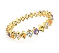 Anello da donna eternità placcato oro 14 carati | Anello impilabile in cristallo colorato con zirconia cubica rotonda da donna 5/6/7/8/9/10, Cristallo oro giallo, Cristallo