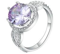 Anello da donna fede, anello da sposa in argento, set rotondo a sei spille, con zirconi, anelli per i viaggi di festa, misura 51,5-61,5, Cristallo, Zirconie sintetico