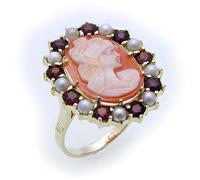 Anello da Donna Granato Perle E Gioiello Shell Oro 585 Giallo di 8908/5GR