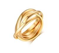 Anello da donna in acciaio al titanio con tre anelli in tre colori, Acciaio inossidabile, Diamante