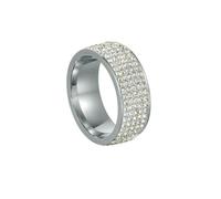 Anello da donna in acciaio stile vintage, con cristalli trasparenti, alla moda, in acciaio inox, anelli di fidanzamento e matrimonio, 7, Metallo, Zirconia cubica