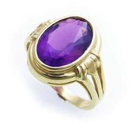 Anello Da Donna In Amatista Reale 14 X 10 Ovale In Oro 585 Oro Giallo