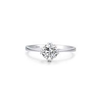 Anello da donna in argento 925, anelli di nozze in argento, semplice solitario con quattro denti, regalo anniversario di matrimonio, 12 (16,6), argento 925, Zirconia cubica