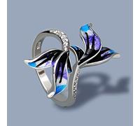 Anello da Donna in Argento 925 Anello A Coda di Sirena Blu Anello Epossidico Anello A Farfalla Smaltato Fatto A Mano Anelli da Donna di Gioielleria Raffinata
