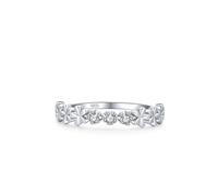 Anello da donna in argento 925, anello di fidanzamento piccolo fiore e tre pietre zirconi forma rotonda gioielli in argento, 12 (16,6), Zirconia cubica