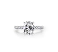 Anello da donna in argento 925, con solitario ovale con quattro artigli, 57 (18.1), argento 925, Zirconia cubica