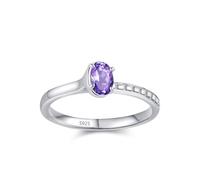 Anello da donna, in argento 925, da donna, semplice solitario con quattro denti, regalo da donna, 57 (18.1), argento 925, Zirconia cubica