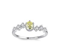 Anello da donna in argento, anello vintage da donna, stile elegante, con zirconi ovali, argento 925, 49, Argento 925/1000, zirconia cubica