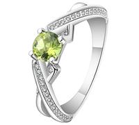 Anello da donna, in argento, con zirconi rotondi a quattro punte, per feste, viaggi, taglia 52 (16,6-62) (19,7)