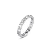 Anello da donna, in argento, motivo geometrico a triangolo con taglio rotondo, bianco, zirconi 925, misura 49 (15,6)