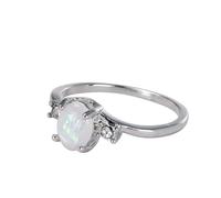 Anello da donna in argento, ovale, con strass, per compleanno, proposta, regalo di matrimonio, festa di fidanzamento, anello con anelli e rosa, 11, Metallo, Nessuna pietra preziosa
