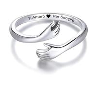 Anello da Donna in Argento Sterling 925 Anello Ispirazionale e d'amore per Moglie Figlia Mamma Fidanzata Amica Dimensione Regolabile Anelli (Moderno, Argento - Ti Amerò per sempre, Regolabile)