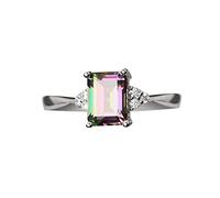 Anello da donna in argento sterling 925, con arcobaleno, 3 colori, colore nero, 5, Metallo, Nessuna pietra preziosa