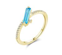 Anello da donna in argento Sterling 925, elegante con zirconi blu, unico per l'amicizia, Zirconia cubica