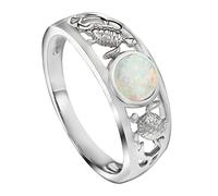 Anello da donna in argento Sterling con opale e due tartarughe marine, anello Eternity a fascia da donna, con pietra preziosa dell'oceano tropicale, confezione regalo inclusa, Metallo, Opale