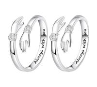 Anello da donna in argento Sterling con parole incise, anello regolabile che abbraccia le mani, simbolo d'amore, per figlie, mamma, sorella, moglie, amici, festa della mamma, compleanno o regalo