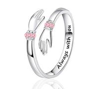 Anello da donna in argento Sterling con parole incise, anello regolabile che abbraccia le mani, simbolo d'amore, per figlie, mamma, sorella, moglie, amici, festa della mamma, compleanno o regalo
