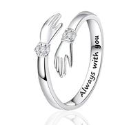 Anello da donna in argento Sterling con parole incise, anello regolabile che abbraccia le mani, simbolo d'amore, perfetto per figlie, mamma, sorella, moglie, amici, festa della mamma, compleanno o