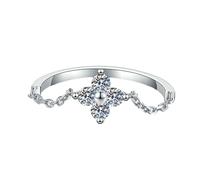 Anello da donna in argento sterling con quattro foglie Mosan pietra design temperamento, No.7 meima, Metallo