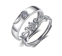 Anello da donna in argento Sterling, fede nuziale da donna, ali d'angelo, regalo per San Valentino, Adjustable, Argento sterling, Moissanite