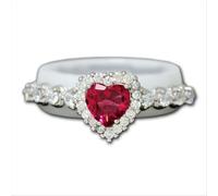 Anello da Donna in Ceramica Bianca ARGCB10 con Pietra Cuore Rosso e Argento 925