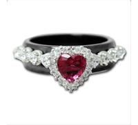 Anello da Donna in Ceramica Nera ARGCN12 con Pietra Cuore Rosso e Argento 925