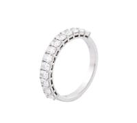 Anello da donna in oro 375, fedi nuziali in oro bianco 9 carati, mezza eternità, moissanite alla moda per moglie e madre, 62 (19.7), Moissanite