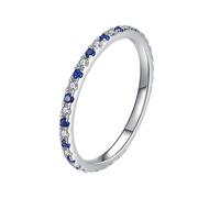 Anello da donna in oro bianco 9 K/14 carati, con zaffiro, 1,63 mm, delicato, impilabile, sottile e moissanite, 16 (17,8), metallo prezioso, Zaffiro