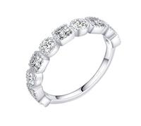 Anello da donna in oro bianco, anelli dell'amicizia delicati, mezza eternità, con taglio rotondo moissanite, Oro bianco 14 car, Moissanite