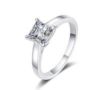 Anello da donna in oro bianco quadrato con taglio principesse bianco 2 carati diamante coltivato da laboratorio, 13 (16,9), Oro bianco 14 carati (585), Diamante coltivato da laboratorio