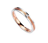 Anello da donna in oro bianco rosa 750, in vero oro, 18 carati, adatto a due colori con diamanti e anelli da 2,8 mm, per donna, misura 48 (15,3)