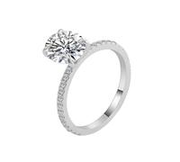 Anello da donna, in oro bianco, stile vintage, con 4 artigli, ovale, moissanite, alla moda, per moglie e madre, 62 (19.7), Moissanite