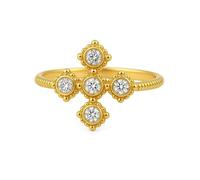 Anello da donna in oro giallo 375, con croce e moissanite 9 K, misura 54 (17,2)