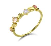 Anello da donna in oro giallo 9/14/18 K con cristallo rotondo, Metallo, Cristallo