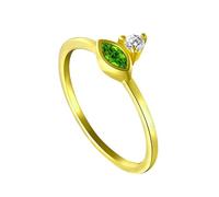 Anello da donna in oro giallo 9 K/14 carati, rotondo, realizzato in laboratorio, con smeraldo verde marquise, 20 (19,1), Smeraldo prodotto in laboratorio