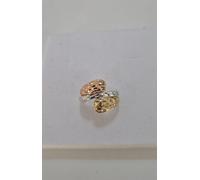 ANELLO Da Donna In ORO GIALLO BIANCO ROSSO 18 KARATI 750% Tre Colori Diamantato