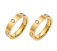 Anello da donna in oro placcato in oro 18 carati con zirconia cubica, anello dell'amicizia per festa di matrimonio, gioielli alla moda, non si ossidano, regalo di Natale, acciaio inox, Zirconia