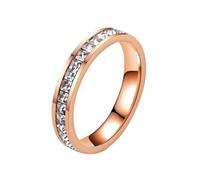 Anello da donna in oro rosa pieno singolo quadrato da donna che non sbiadisce e non ti farà girare il dito, D, Metallo, Non pietra preziosa