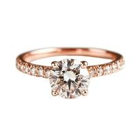 Anello da donna in oro rosa retrò 18 K, delicato e sottile, rotondo, con moissanite, misura 60 (19,1), da donna, regalo di compleanno