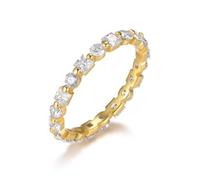 Anello da donna in stile boho, moderno, quadrato, rotondo, con moissanite 2 carati, oro giallo 9 K, misura 17 (18,1)