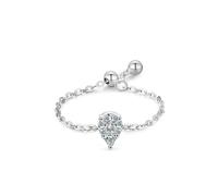 Anello da donna in stile occidentale, in argento, con diamante artificiale in oro bianco e gioielli PT950 da donna, P 1/2, PT950, Diamante sintetico