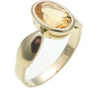 Anello Da Donna In Vera Citrina 10 X 7 Mm In Oro 585 Oro Giallo Di Buona Qualità
