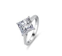 Anello da donna largo argento principessa e taglio quadrato con 3 carati moissanite 18 carati oro bianco 16,6