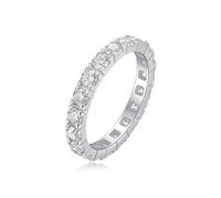Anello da donna largo, con montatura a 4 rapporti e moissanite rotonda da 3 mm, in argento 9 K, misura 54 (17,2)