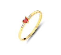 Anello da donna largo, set da donna con rubino a forma di cuore con moissanite oro giallo 9 K, misura 52 (16,6)