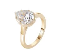 Anello da donna lucido con moissanite a goccia in oro giallo, Oro giallo 14 carati, Moissanite