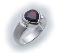 Anello da Donna M.Granato Cuore IN Argento 925 Sterling di Granato Opaco