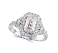 Anello da donna minimalista, anello da donna delicato smeraldo con moissanite bianco oro bianco regali divertenti per le donne, 12 (16,6), Oro bianco 14 carati (585), Moissanite Zirconia cubica