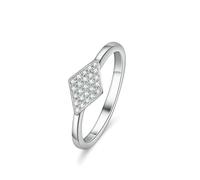 Anello da donna moderno, anello da donna con indice a rombi con moissanite argento bianco 18 carati, misura 62 (19,7)