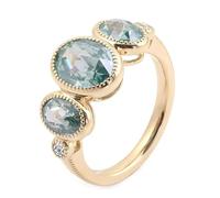 Anello da donna moderno con moissanite blu verde ovale oro giallo regalo migliore amico, 50 (15,9), Moissanite